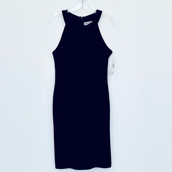 NWT Shelby & Palmer Black 6 Black Ruffled Halter  Sleeveless Stretch Midi Dress - Picture 1 of 13